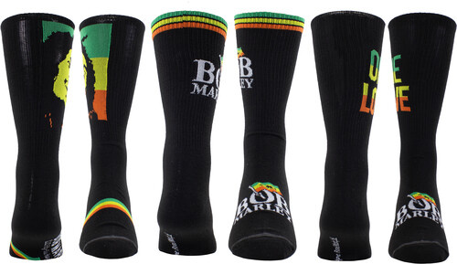 Bob Marley - Logos Guitar Tin Uni 3-Pack Socks