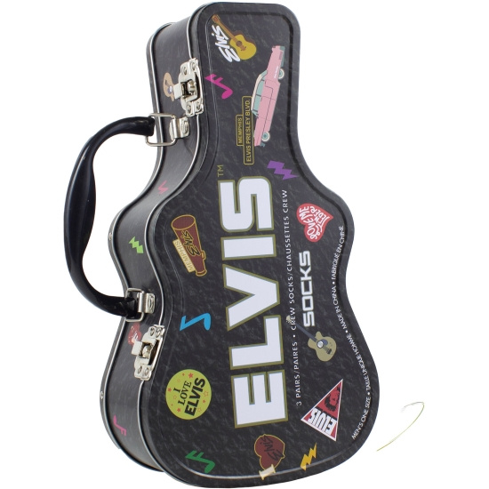 Elvis Presley - Logos Guitar Tin Uni 3-Pack Socks