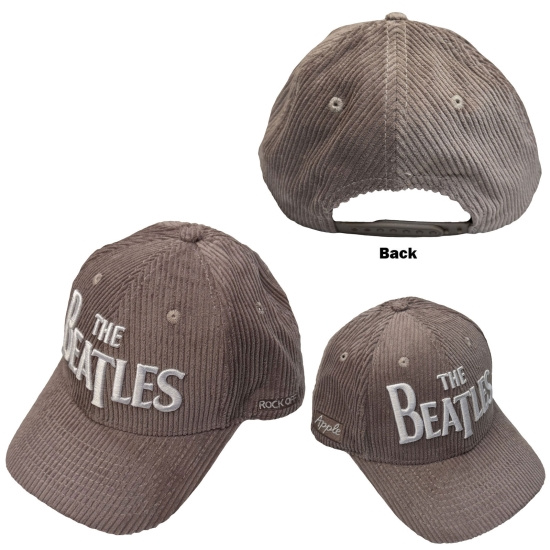 The Beatles - Drop T Logo & Apple Corduroy Grey Baseball Cap
