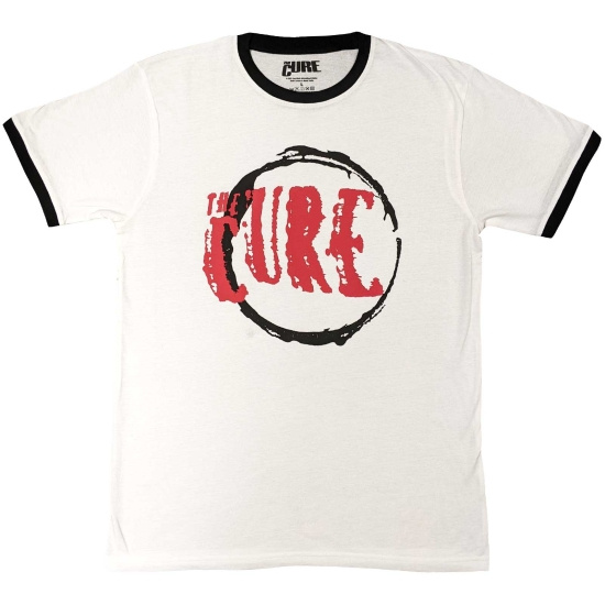 The Cure - Circle Logo Ringer Uni Wht T-Shirt