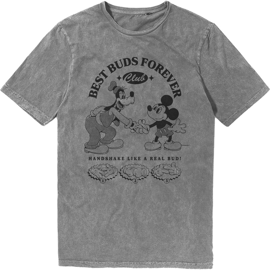Disney - Mm Best Buds Forever Club Stone Wash Uni Grey T-Shirt