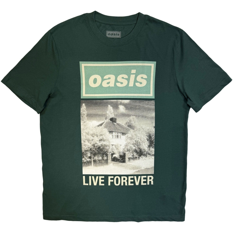 Oasis - Live Forever Single Cover T-Shirt Green T-Shirt