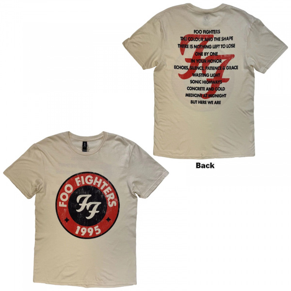 Foo Fighters - Unisex T-Shirt: 1995-2025 Albums (Natural) (Back Print)
