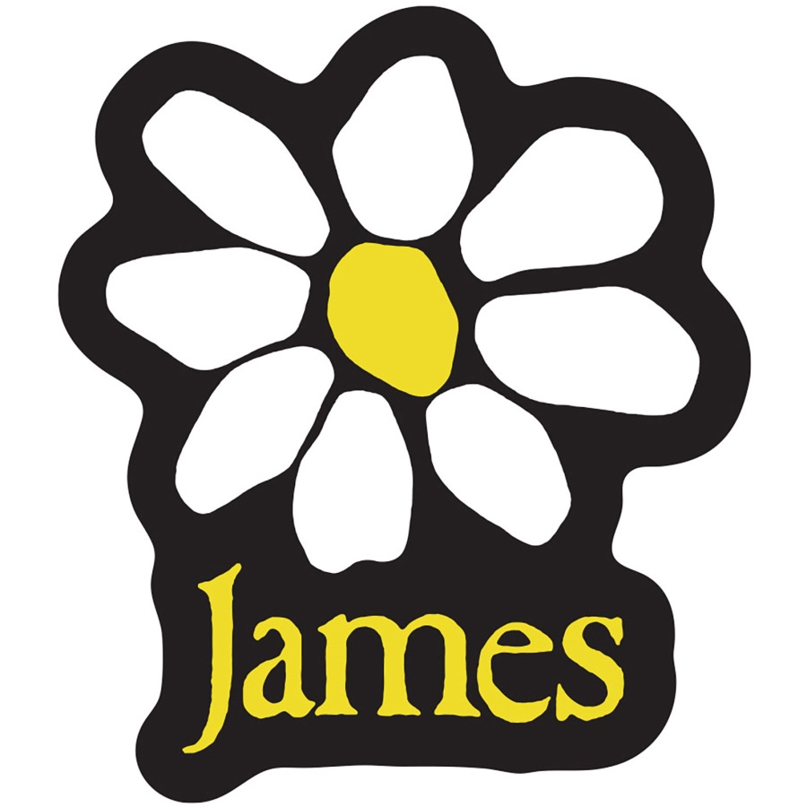 James - Yellow Logo White Daisy Sticker