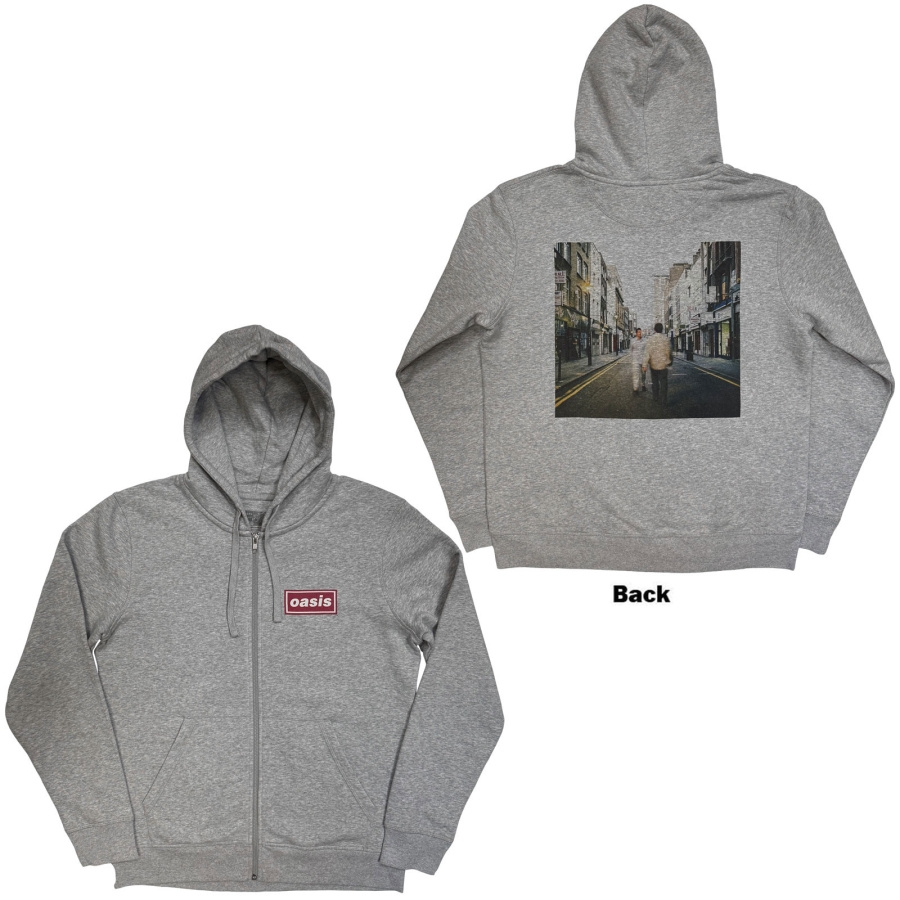 Oasis - What's The Story Red Logo Uni Grey Zip Hoodie