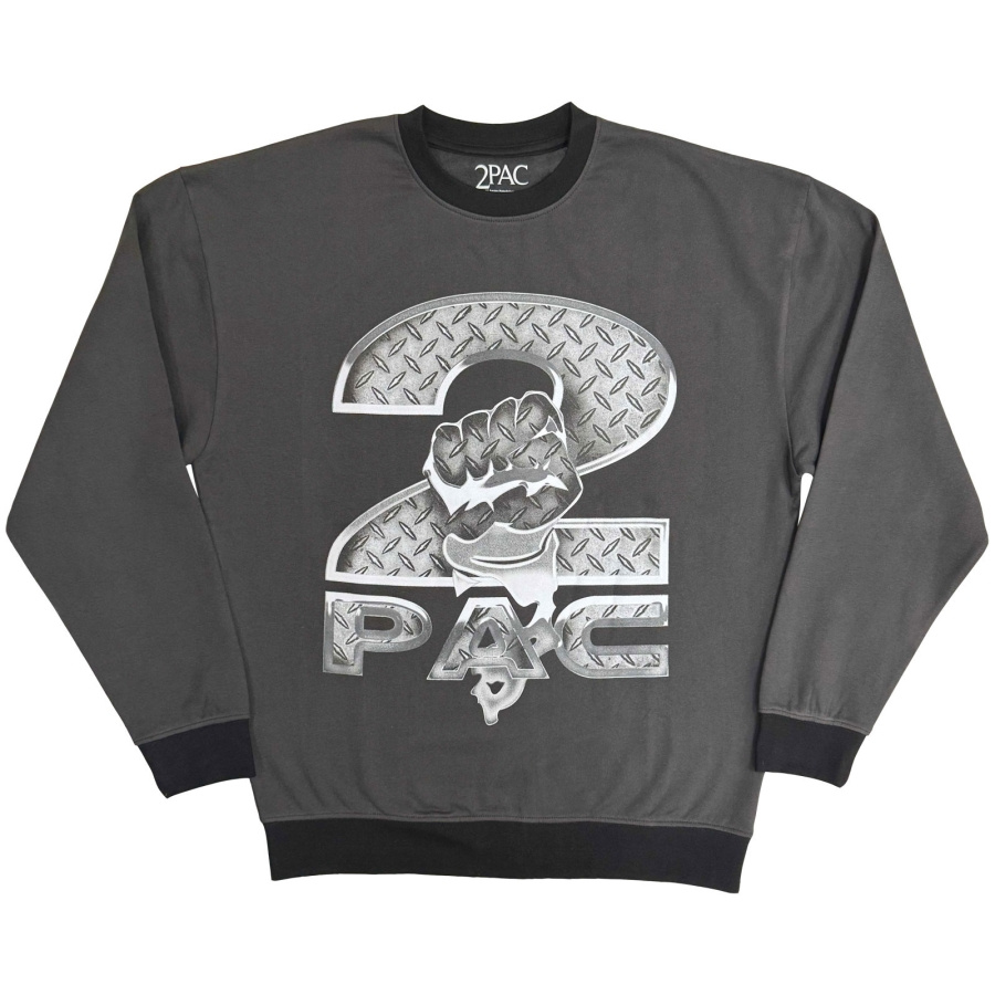 2Pac - Steel Logo Uni Grey Sweatshirt