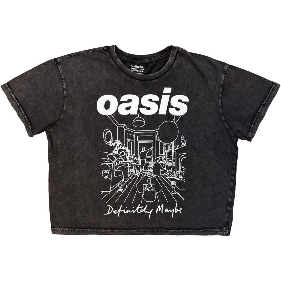 Oasis - Dm Line Drawing Stone Wash Lady Char Crop Top
