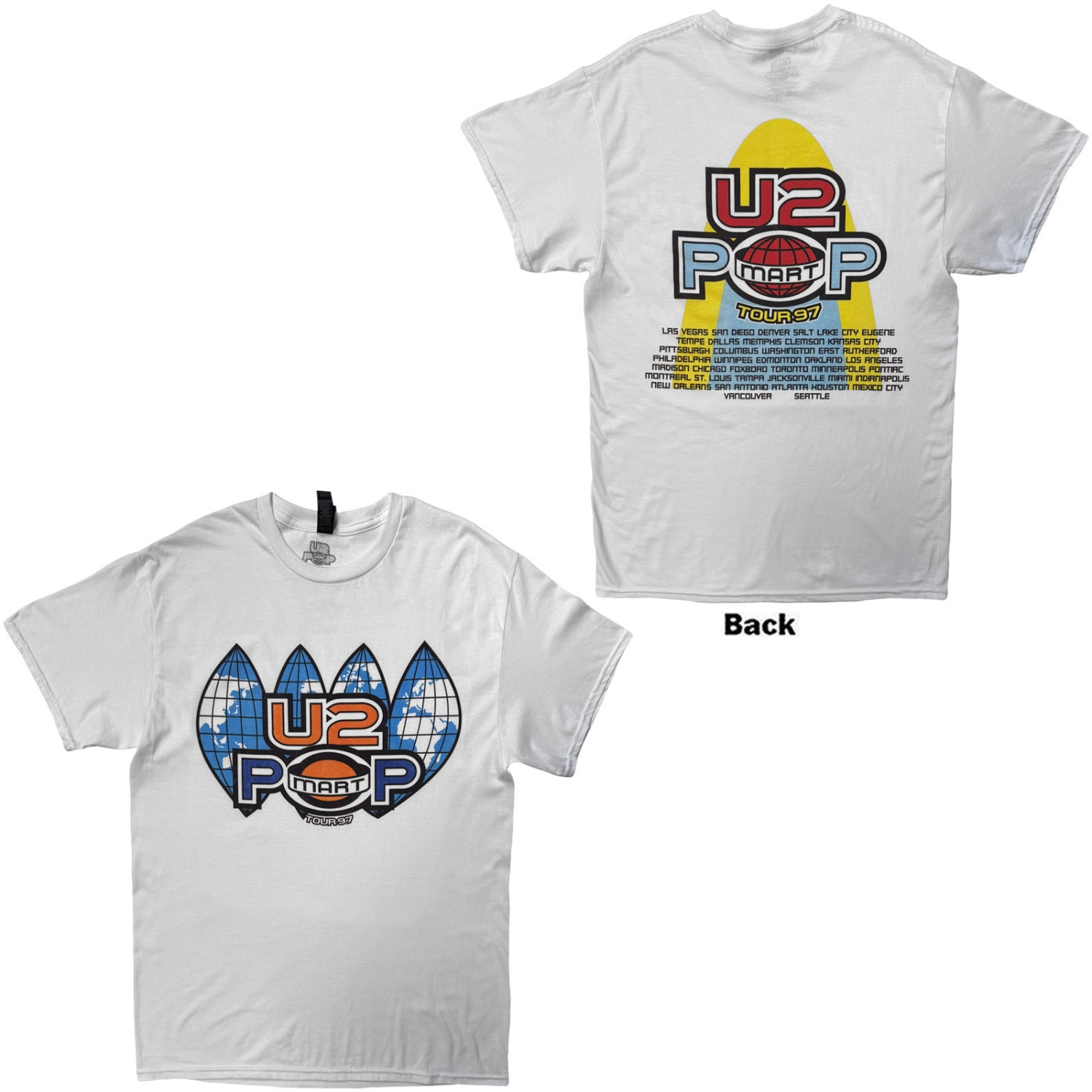 U2 - Popmart Us Tour 97 Uni Wht T-Shirt