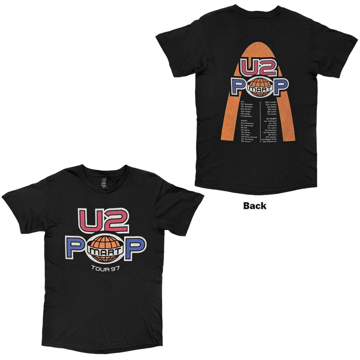 U2 - Popmart European Tour 97 Uni Bl T-Shirt
