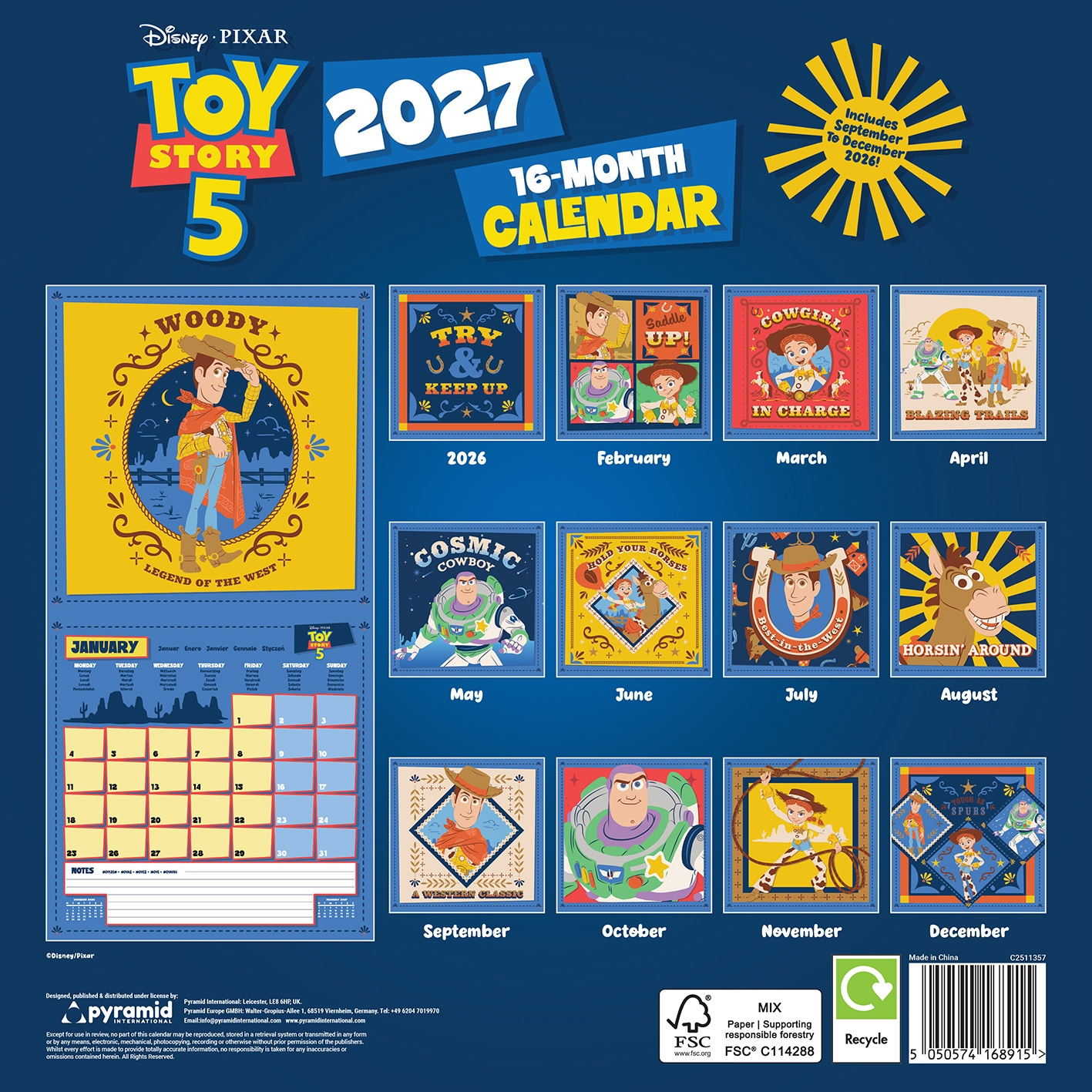 Toy Story - Toy Story 5 2027 30X30 Square Calendar