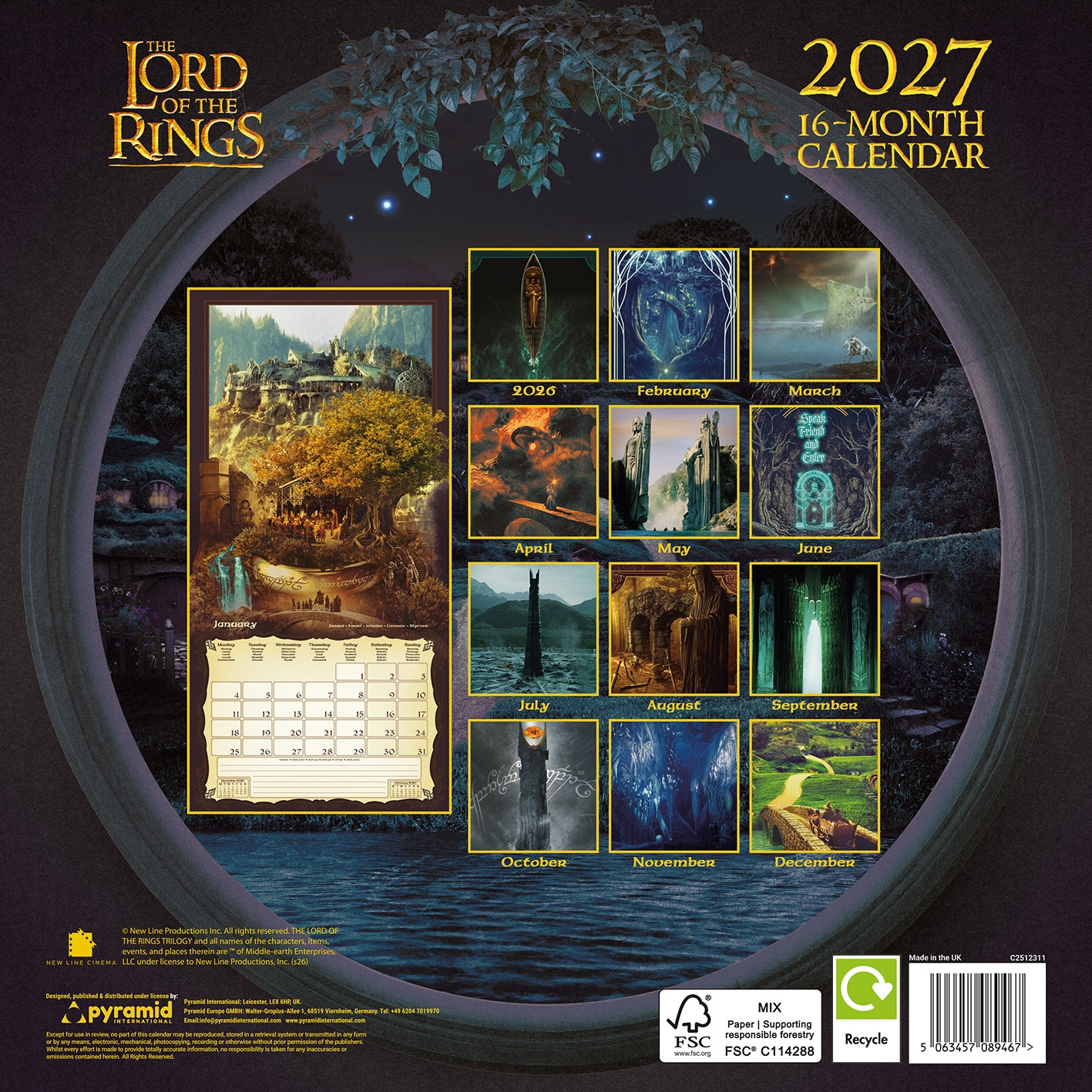 The Lord Of The Rings - 2027 30X30 Square Calendar